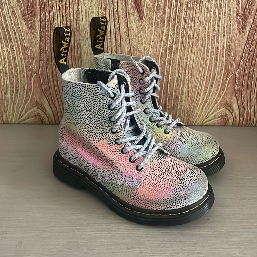 Dr. Martens 1460 Pascal Multicolor Metallic Leather Lace Up kids Boots